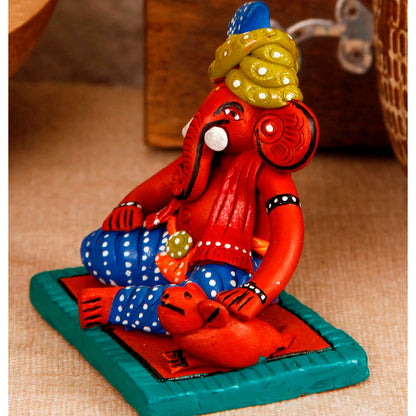 Terracotta Ganesha Plate With Rat