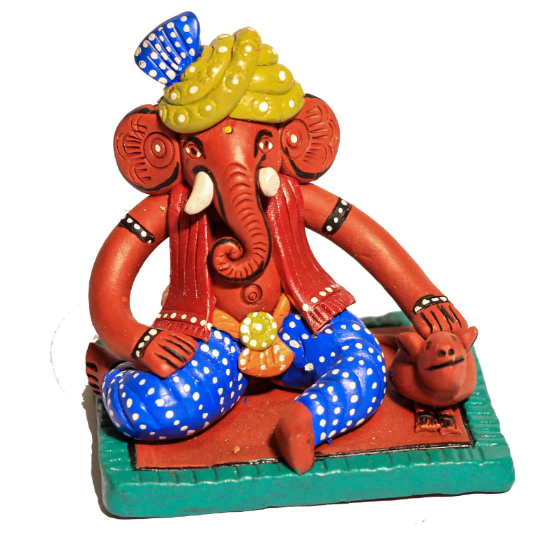 Terracotta Ganesha Plate With Rat