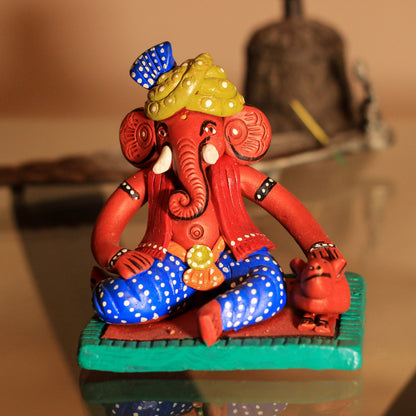 Terracotta Ganesha Plate With Rat