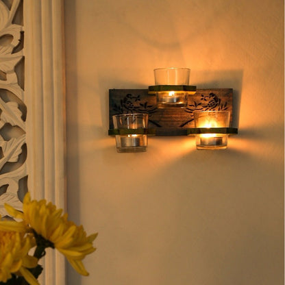 Wooden 3 Tea light wall hanging set