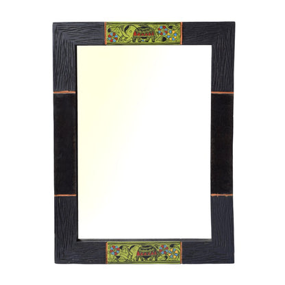 Sheesham Wood handpainted madhubani art wall mirror