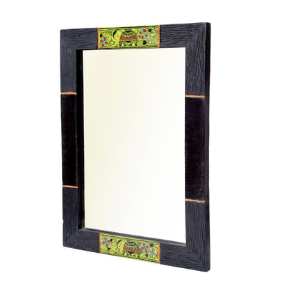 Sheesham Wood handpainted madhubani art wall mirror