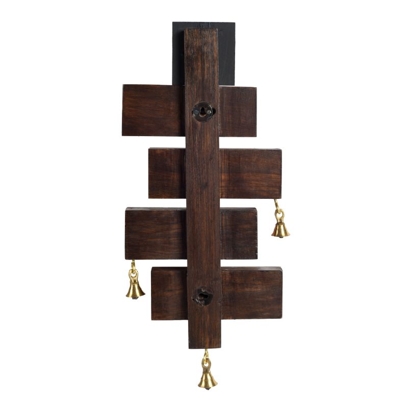 Warli Art Mango Wood and Brass Plain Name Plate (5.5 X 1.5 X 14 Inch, Brown)