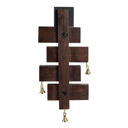 Warli Art Mango Wood and Brass Plain Name Plate (5.5 X 1.5 X 14 Inch, Brown)