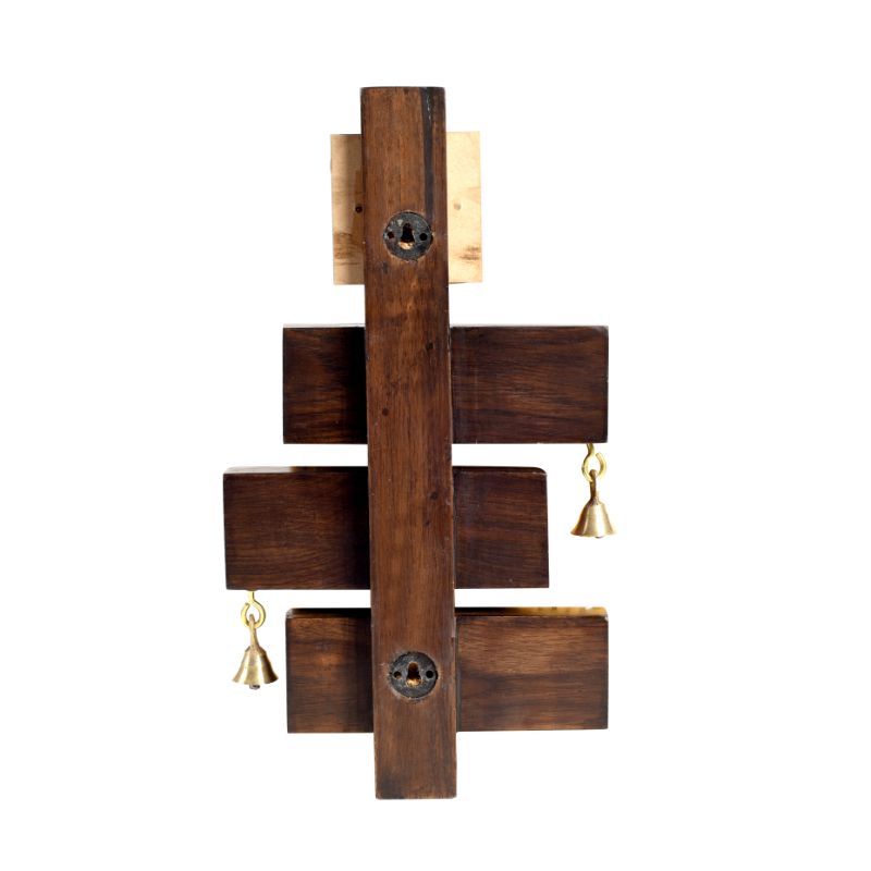 Warli Art Mango Wood and Brass Plain Name Plate (6 X 1.5 X 12 Inch, Brown)