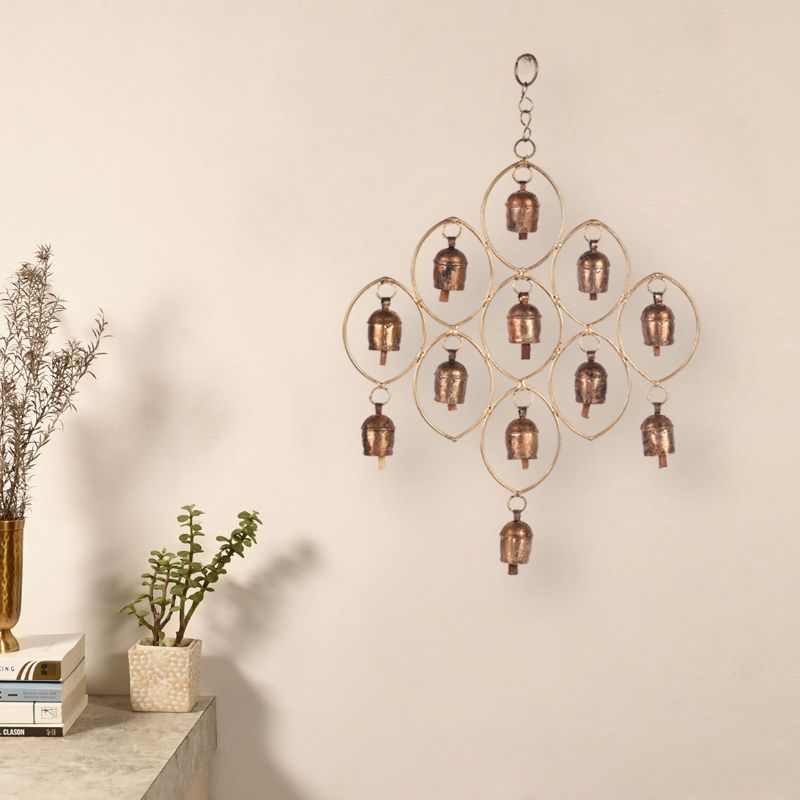 12 Copper Bells Antique Finished Wind Chime (Jhoomar) for Home decor