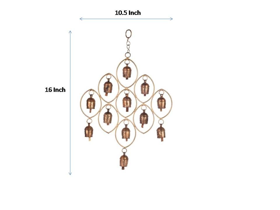 12 Copper Bells Antique Finished Wind Chime (Jhoomar) for Home decor