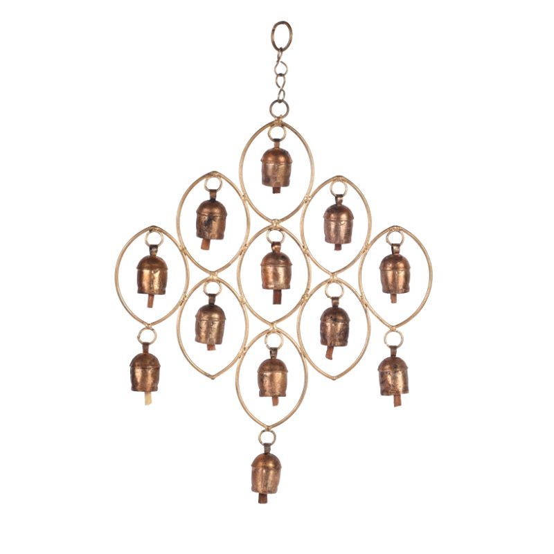 12 Copper Bells Antique Finished Wind Chime (Jhoomar) for Home decor