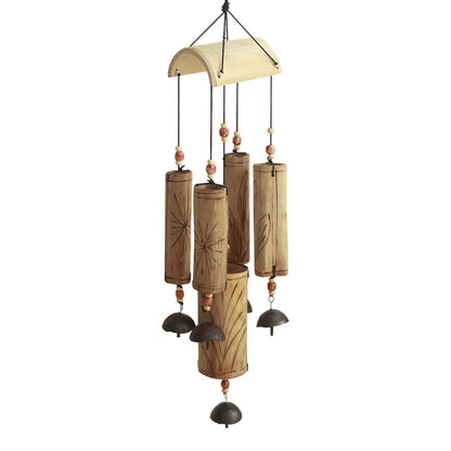 "5 Tubes" antique bamboo windchime with copper bells