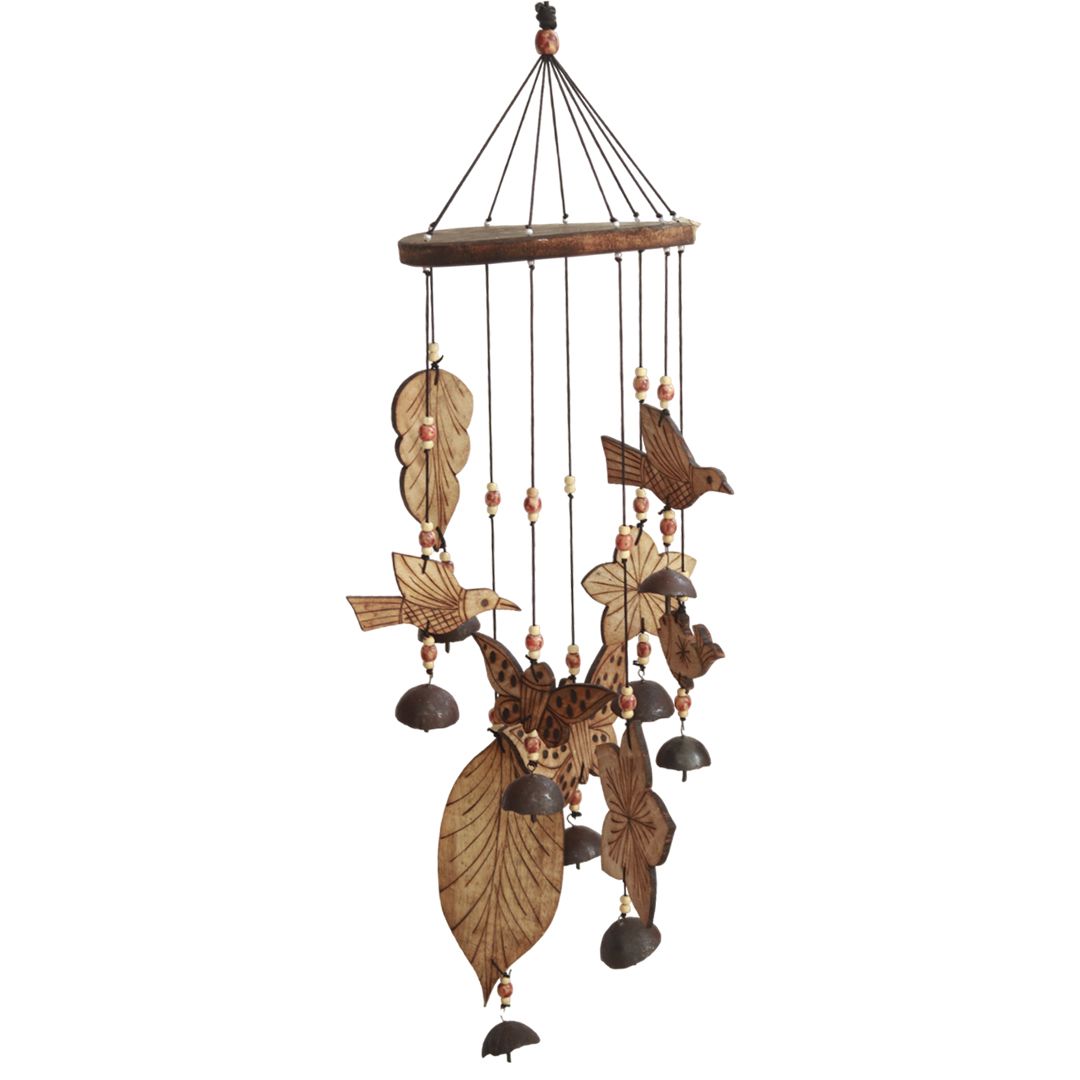 "Clinkering Songbirds" antique bamboo windchime with copper bells