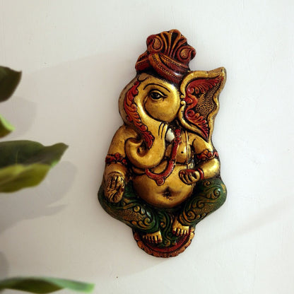 "Blessing Ganesha" fiber procession wall art