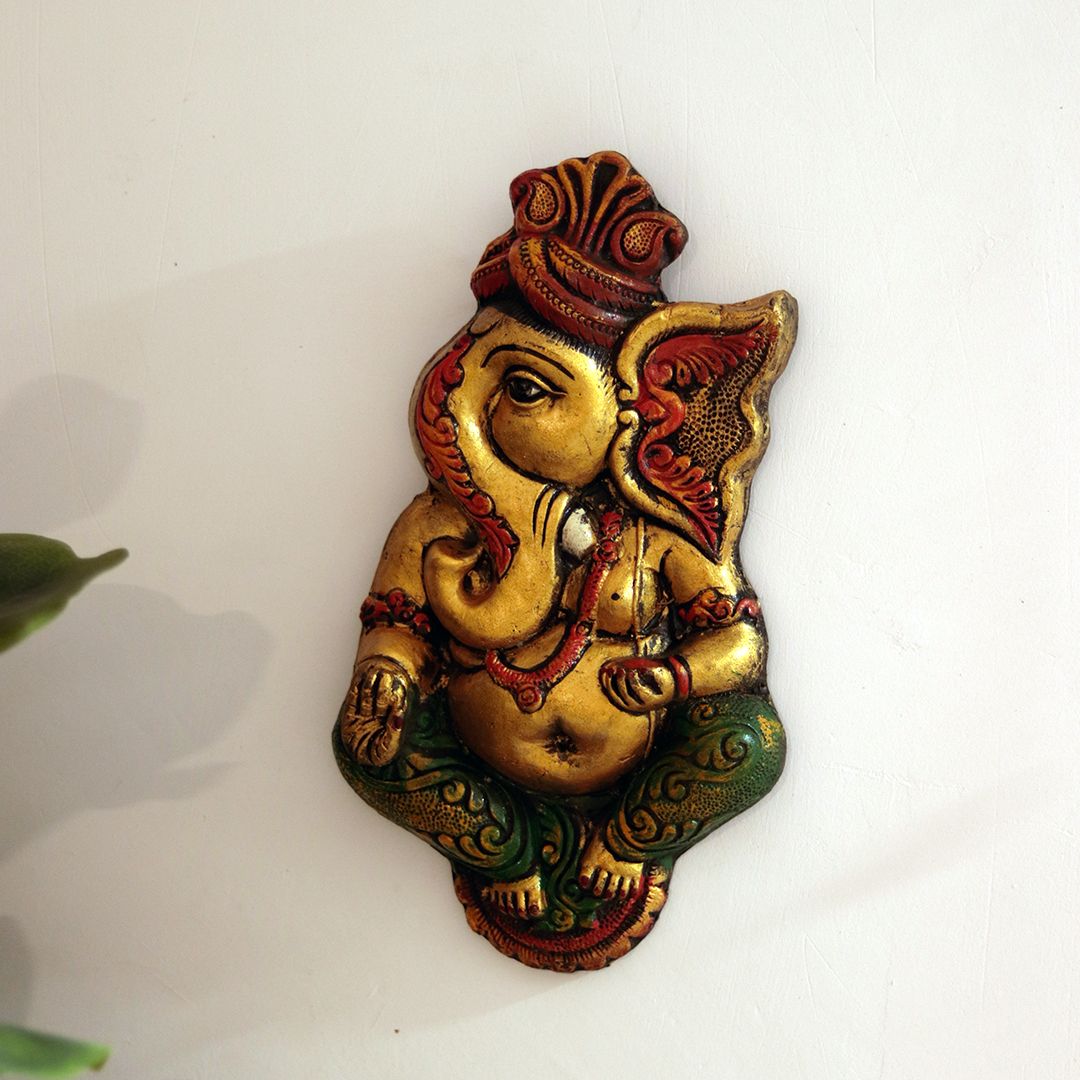 "Blessing Ganesha" fiber procession wall art