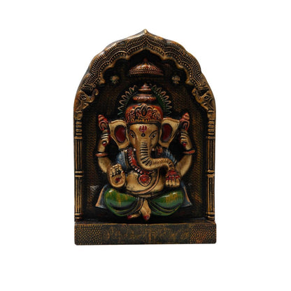 "Ganesha Statue" fiber procession wall art in wooden frame