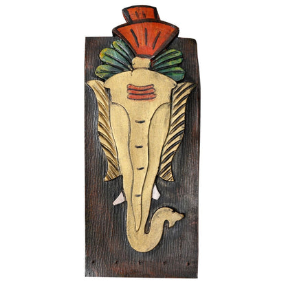 "Tusker Ganesha" fiber procession wall art in wooden frame