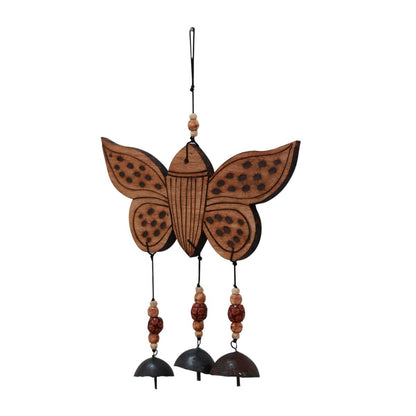 "Butterfly Motif" bamboo windchime with embedded bells