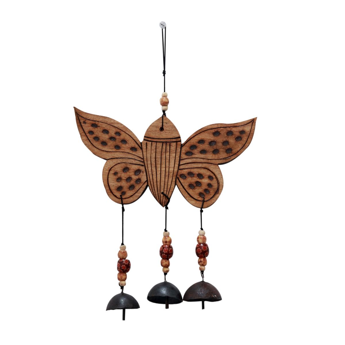 "Butterfly Motif" bamboo windchime with embedded bells