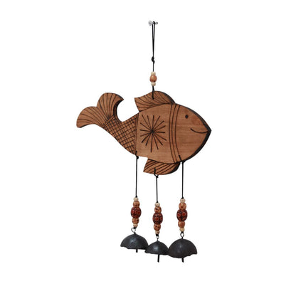 "Fish Motif" bamboo windchime with embedded bells