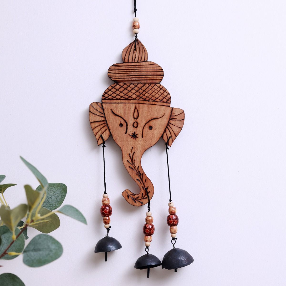 "Ganesha Motif" bamboo windchime with embedded bells