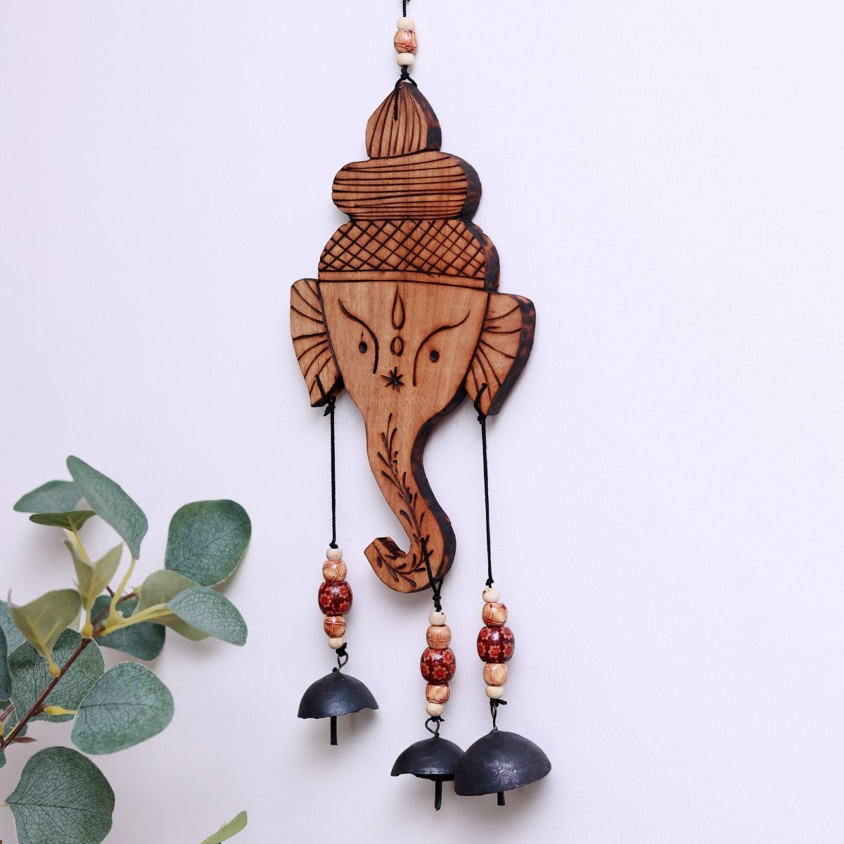 "Ganesha Motif" bamboo windchime with embedded bells