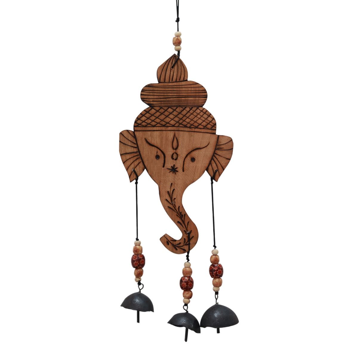 "Ganesha Motif" bamboo windchime with embedded bells