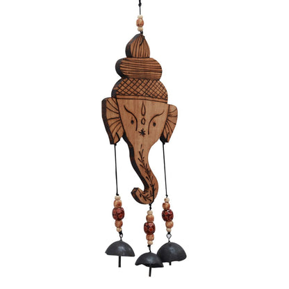 "Ganesha Motif" bamboo windchime with embedded bells