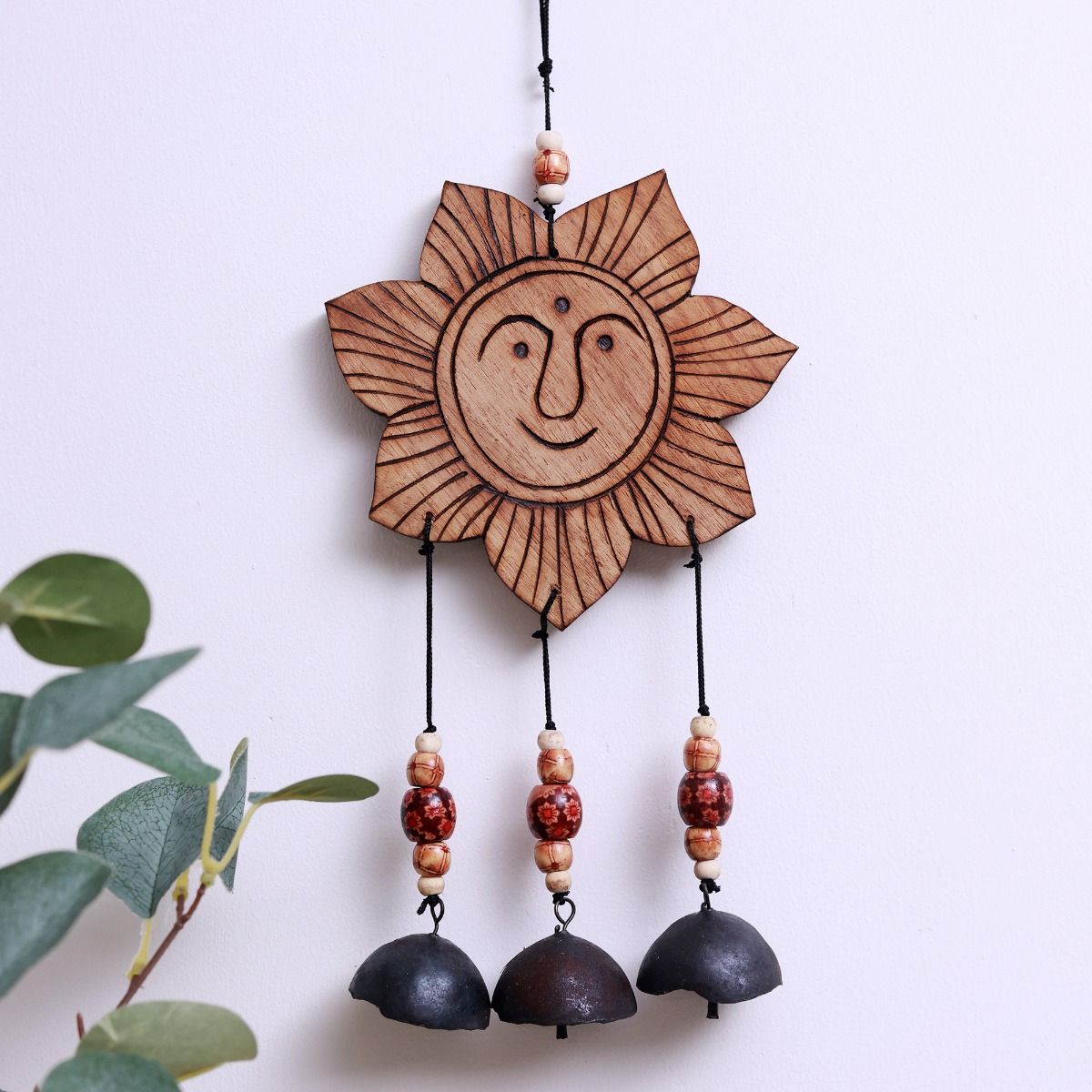 "Shining Sun Motif" bamboo windchime with embedded bells