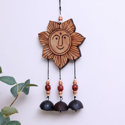 "Shining Sun Motif" bamboo windchime with embedded bells