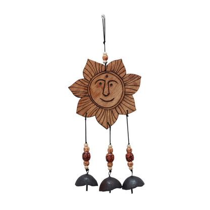 "Shining Sun Motif" bamboo windchime with embedded bells