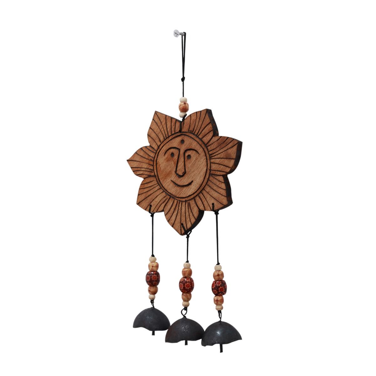 "Shining Sun Motif" bamboo windchime with embedded bells