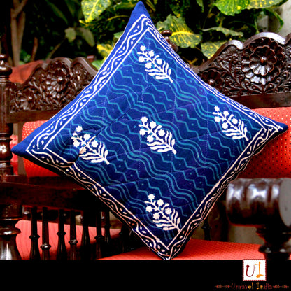 Sanganeri Print Indigo Cushion Covers (Set of 2)