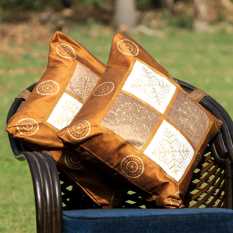 Block Print Silk Cushion Cover (Set of 5)