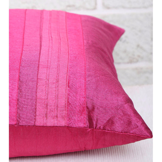 Pink Patch Stripe Silk Cushion Cover (Set of 5)