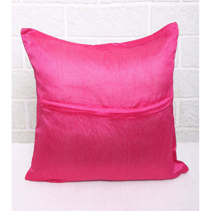 Pink Patch Stripe Silk Cushion Cover (Set of 5)
