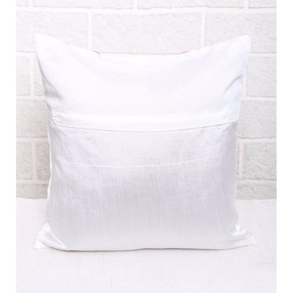 Pink & White Patch Stripe Silk Cushion Cover (Set of 5)