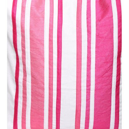 Pink & White Patch Stripe Silk Cushion Cover (Set of 5)
