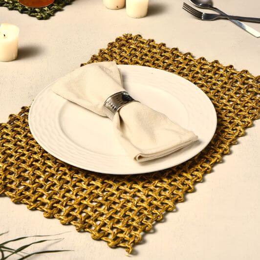 Sabai Jali mustard table mat set(Set of 2)