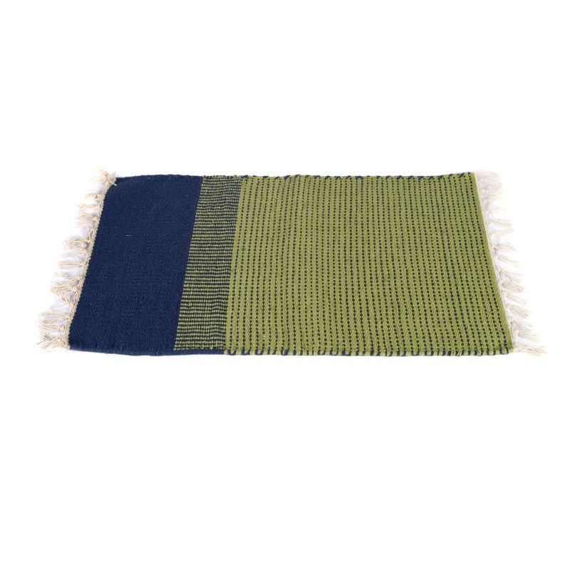 handwooven cotton dining table placemats(Green & Blue, Set of 6)