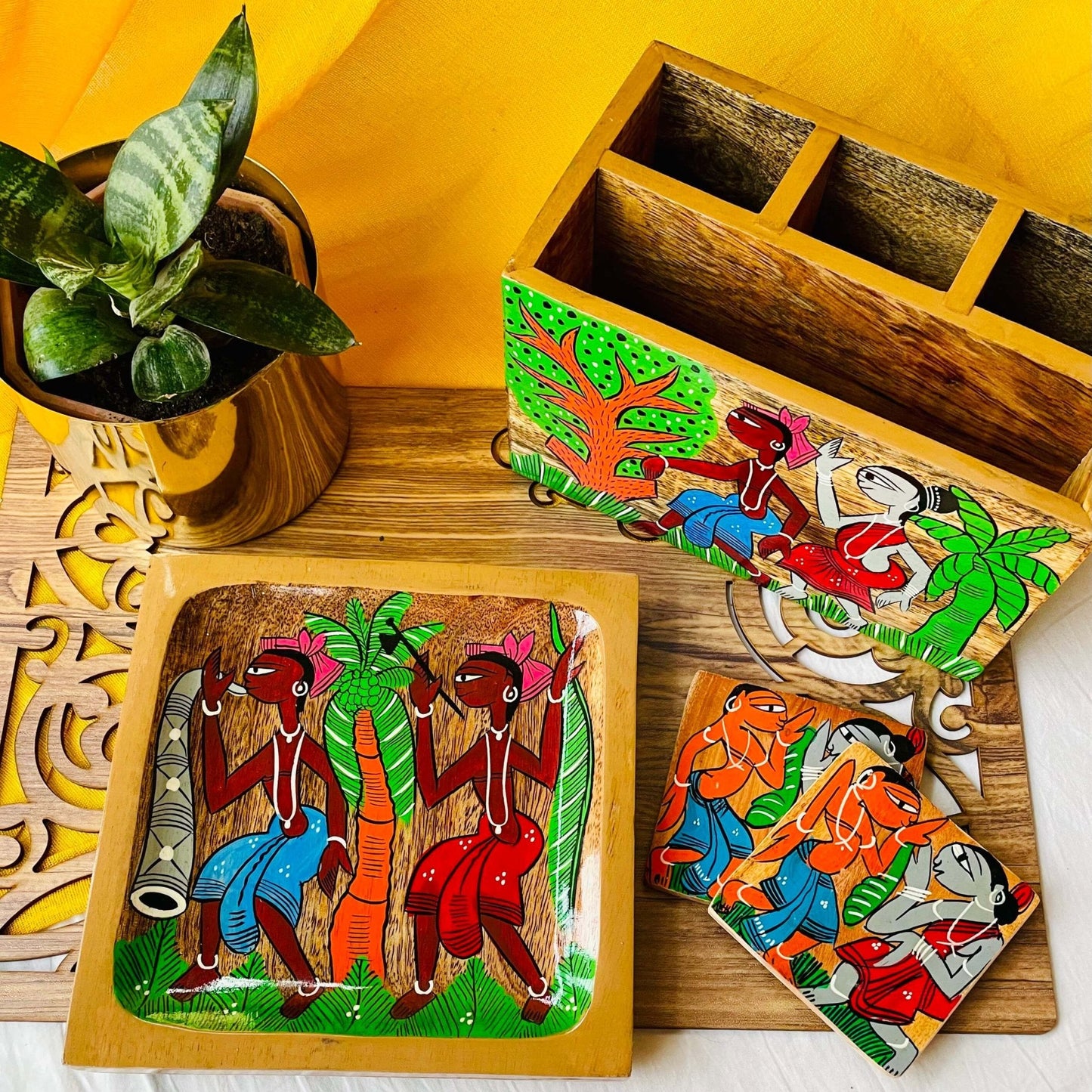 Harshil Hamper 4 || Wood Platter X Wood Coaster X Multipurpose Holder