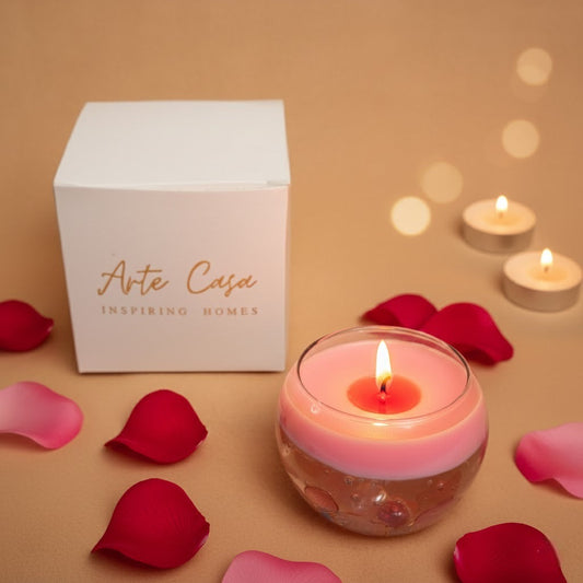 Blush Glow Candle – Soft Pink Floral Candle | Artecasa
