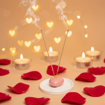HeartGlow Agarbati Stand | Heart Shaped Ceramic Incense Holder