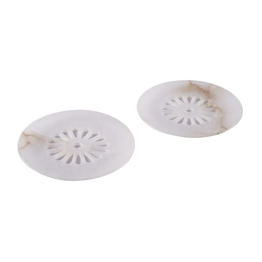 Handcarved white circular coaster in Soap Stone(Set of 2)