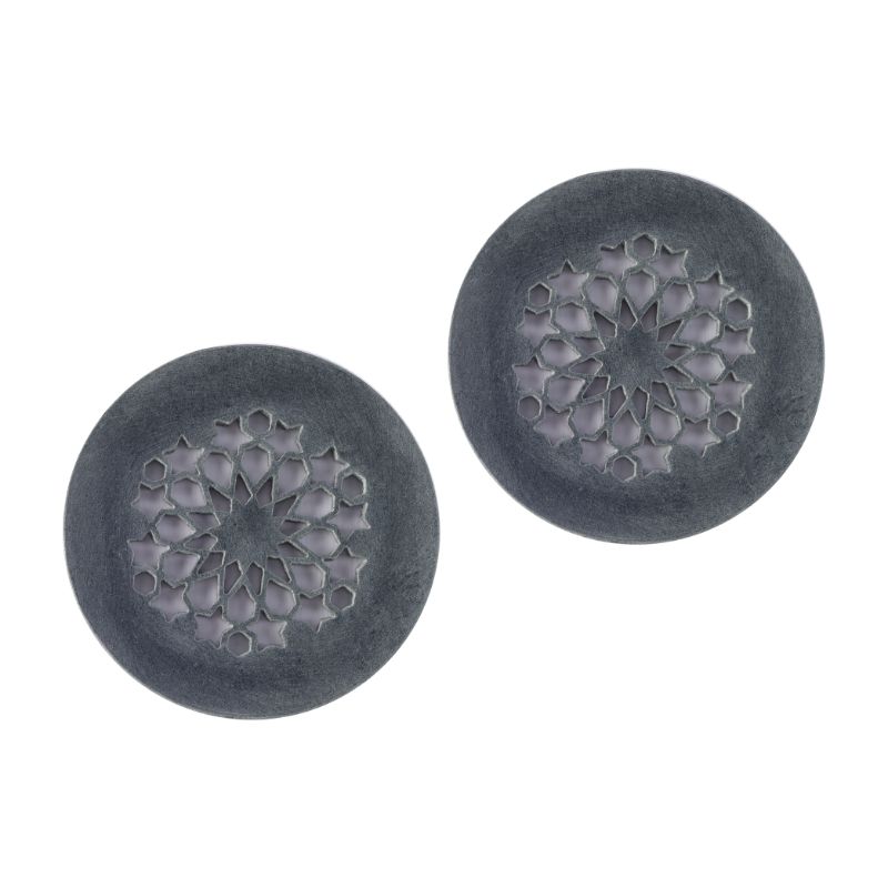 Handcarved grey circular coaster in Soap Stone(Set of 2)