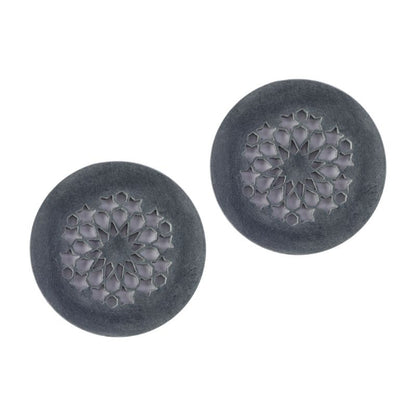 Handcarved grey circular coaster in Soap Stone(Set of 2)