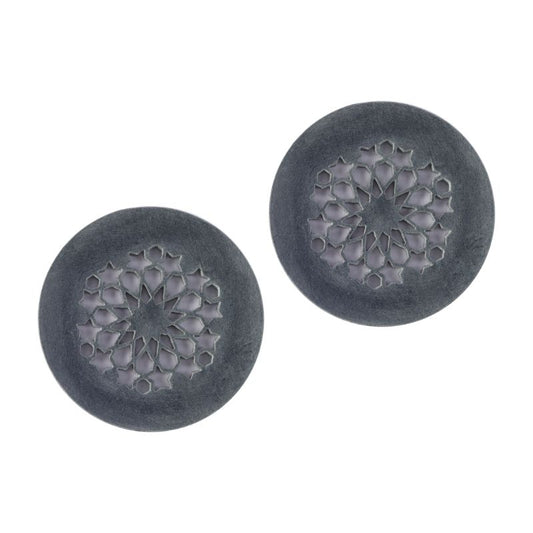 Handcarved grey circular coaster in Soap Stone(Set of 2)