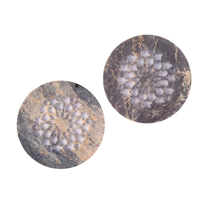 Handcarved multicolor circular coaster in Soap Stone(Set of 2)