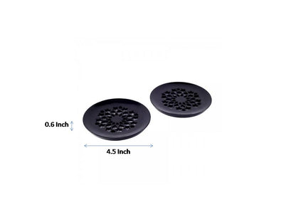 Handcarved black circular coaster in Soap Stone(Set of 2)