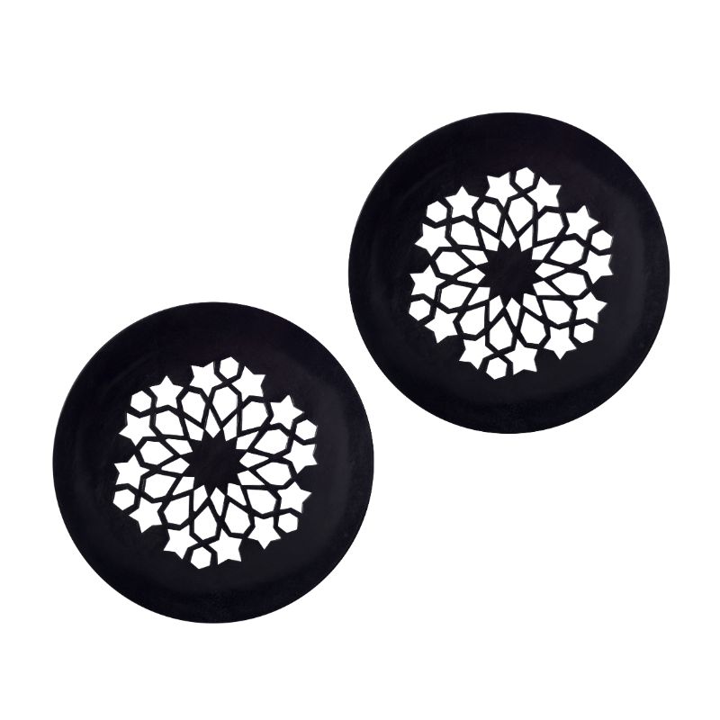 Handcarved black circular coaster in Soap Stone(Set of 2)