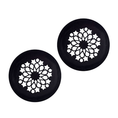 Handcarved black circular coaster in Soap Stone(Set of 2)