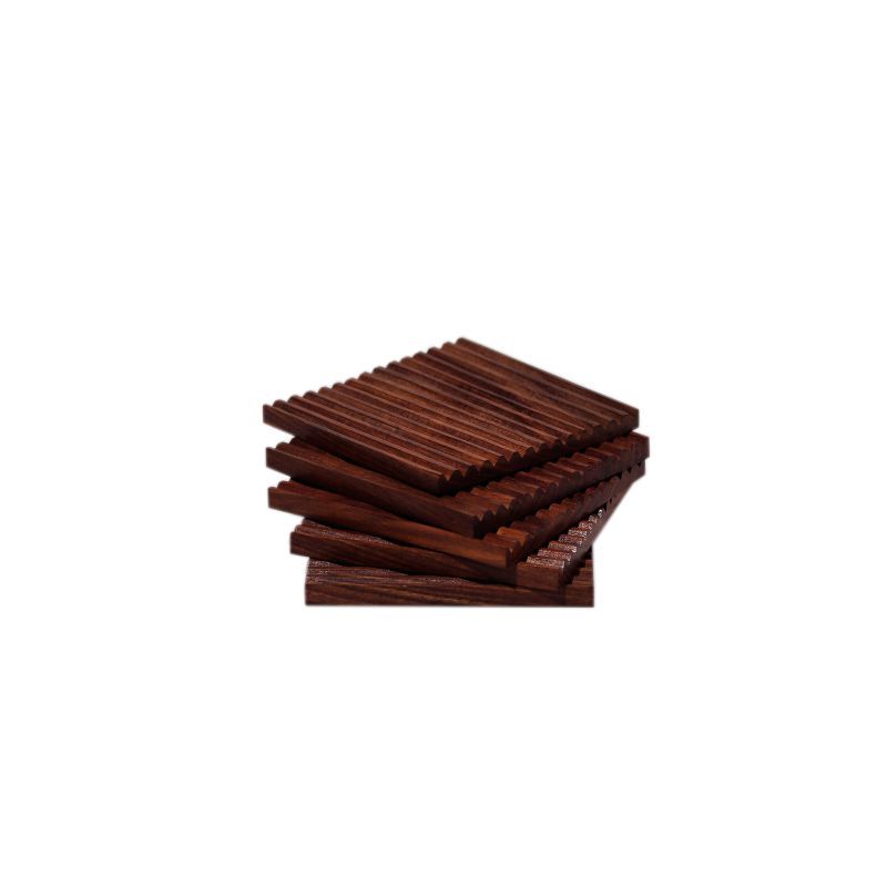 "Ripple Wood" handcrafted tea/coffee coaster in Mango Wood(Set of 4)