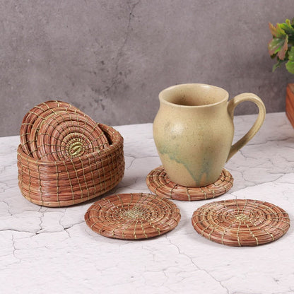 "Pirul's Classy" pine wood tea coaster set(6 Coaster)